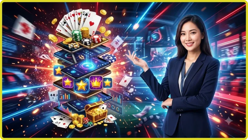 Bộ 52 lá bài trải trên bàn trong không khí họp mặt chơi Tiến lên miền Nam