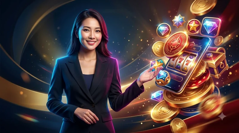 Điện thoại phát sáng cùng biểu tượng tài khoản, xác thực và giới hạn ngân sách trước khi chơi