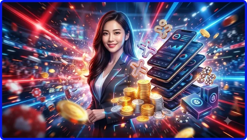Minh họa khái niệm đề ba càng với ba con số phát sáng và bảng kết quả xổ số trừu tượng