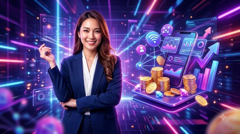 Minh họa lợi ích khi trở thành đại lý WW88 với mạng lưới thành viên và biểu tượng hoa hồng
