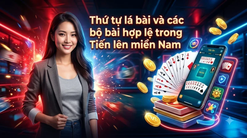 Minh họa thứ tự lá bài và các bộ bài hợp lệ trong Tiến lên miền Nam
